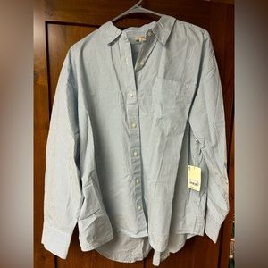 a.n.a Womens Long Sleeve Oversized Button-Down Shirt